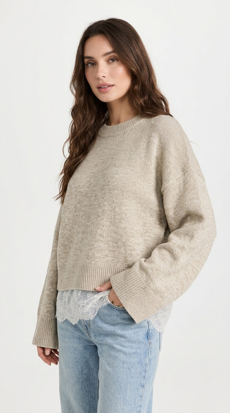 Clara Lace-Hem Layered-Look Sweater