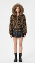 Sasha Leopard Faux Fur Hooded Jacket