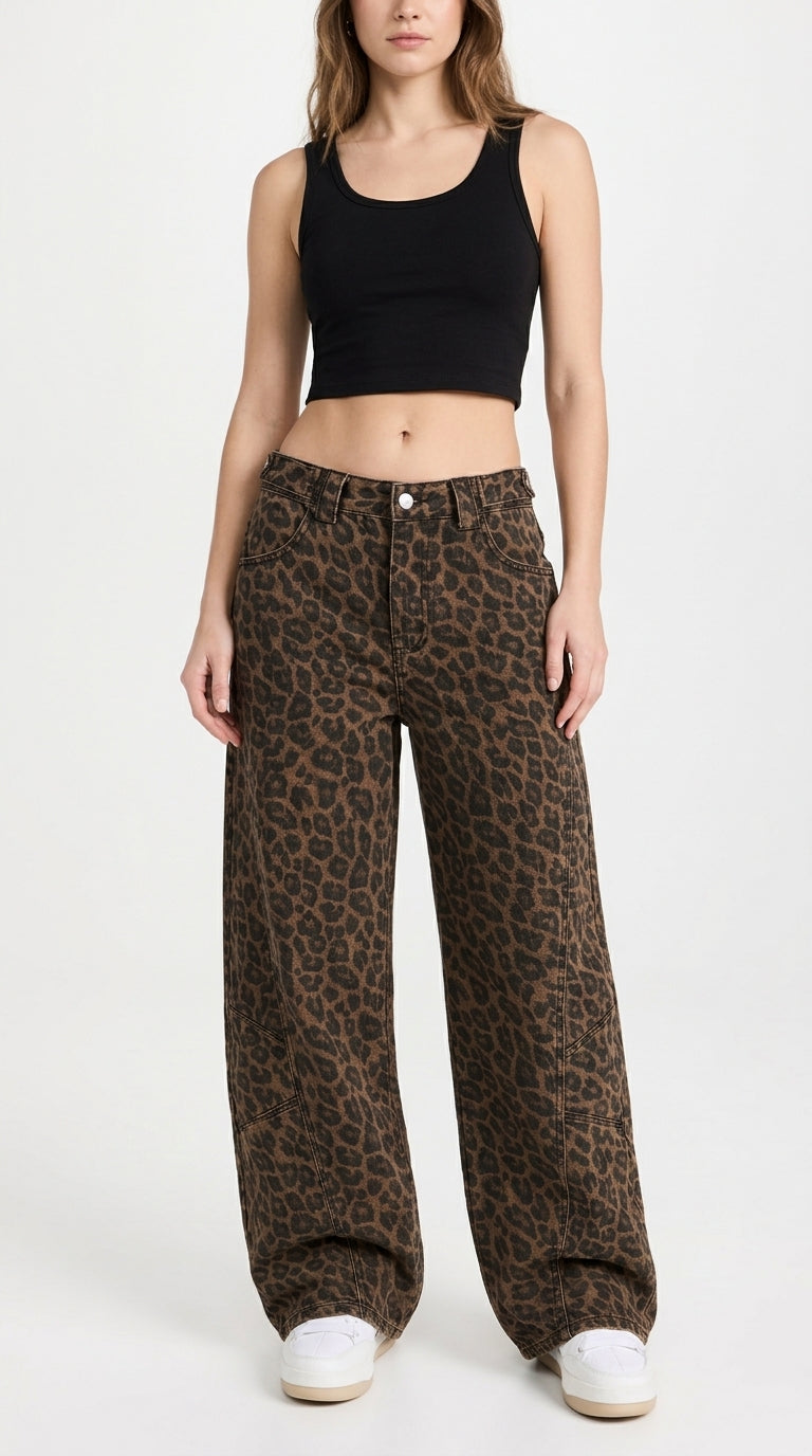 Wild Side High-Waisted Leopard Jeans