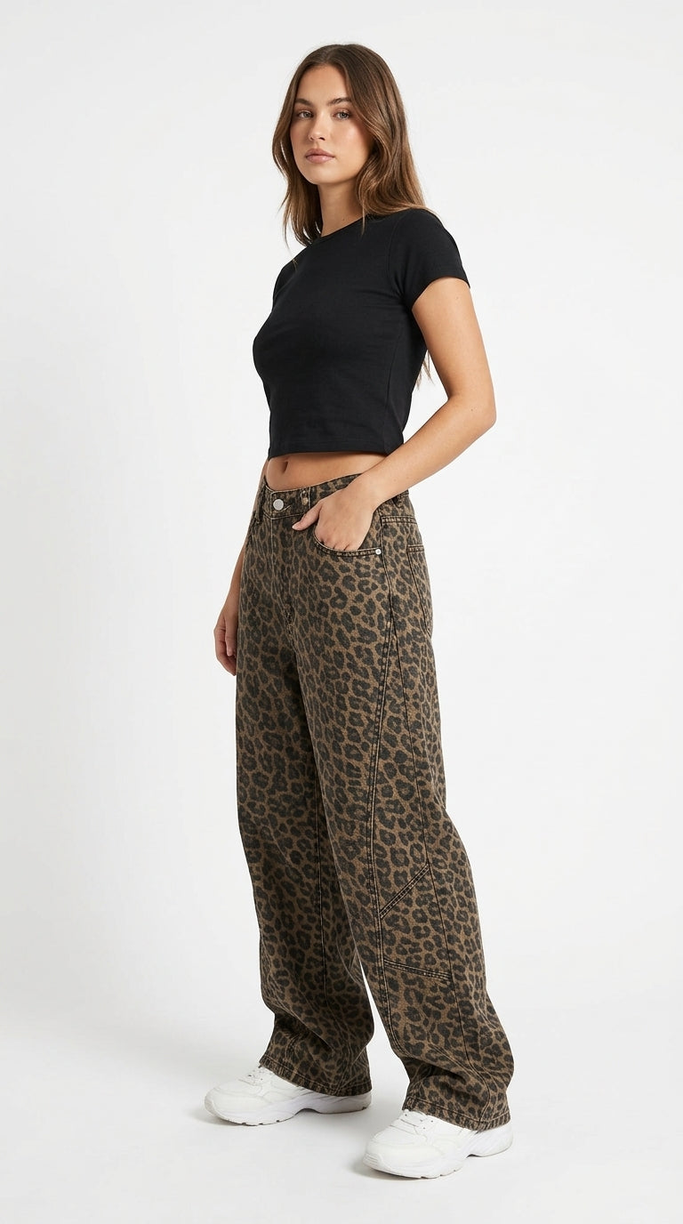 Wild Side High-Waisted Leopard Jeans