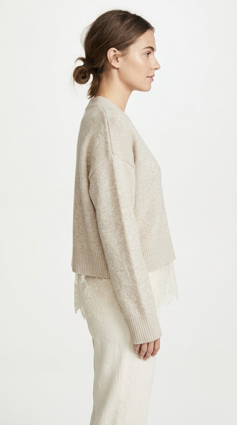 Clara Lace-Hem Layered-Look Sweater