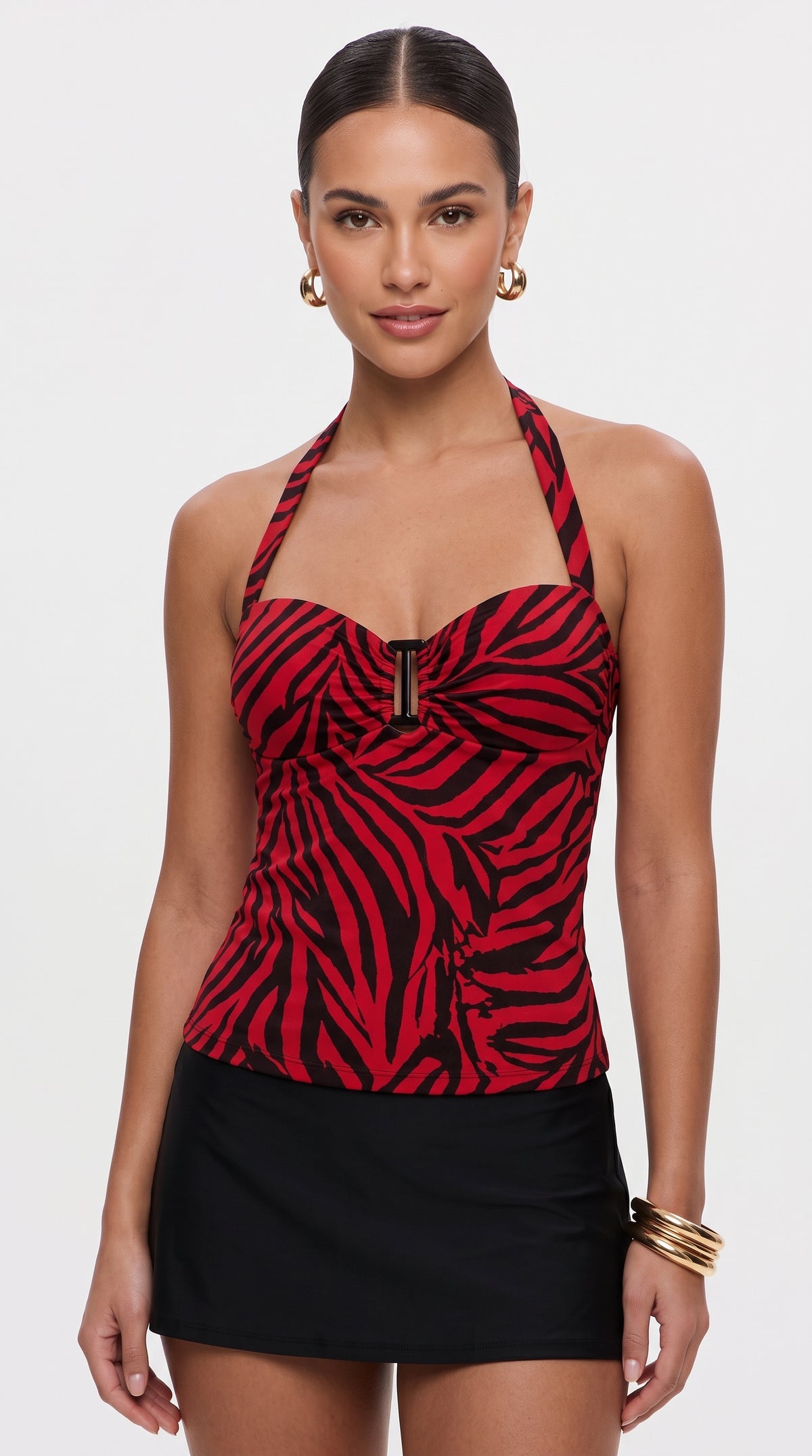 Scarlett Red & Black Zebra Print Halter Top