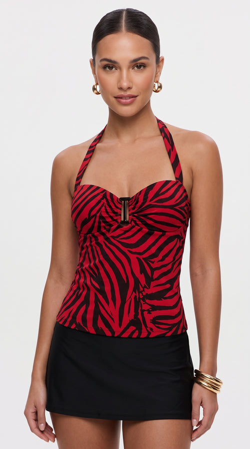 Scarlett Red & Black Zebra Print Halter Top