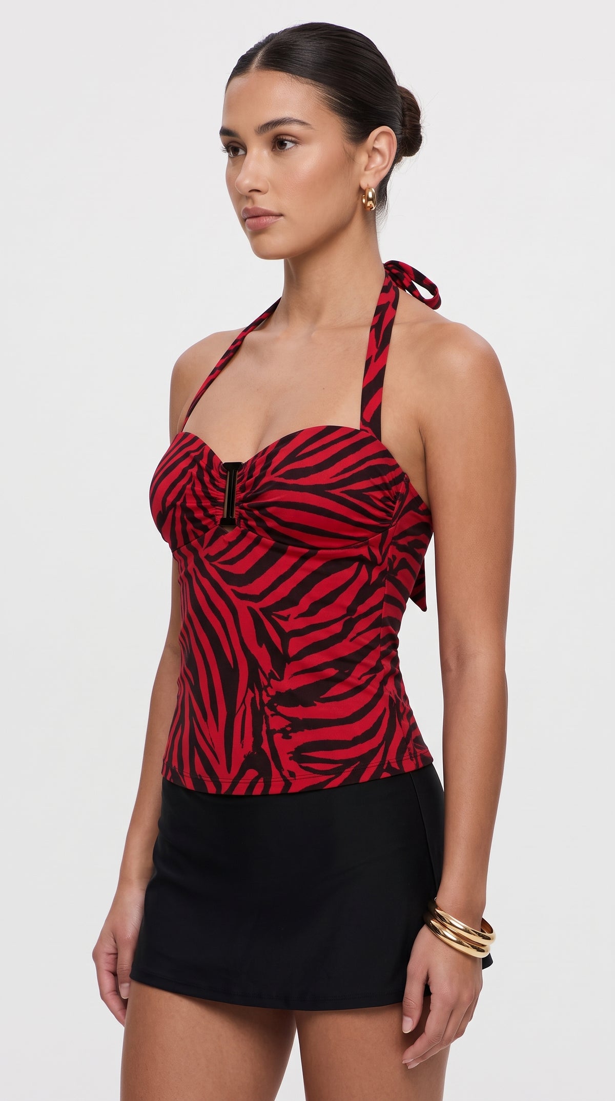 Scarlett Red & Black Zebra Print Halter Top