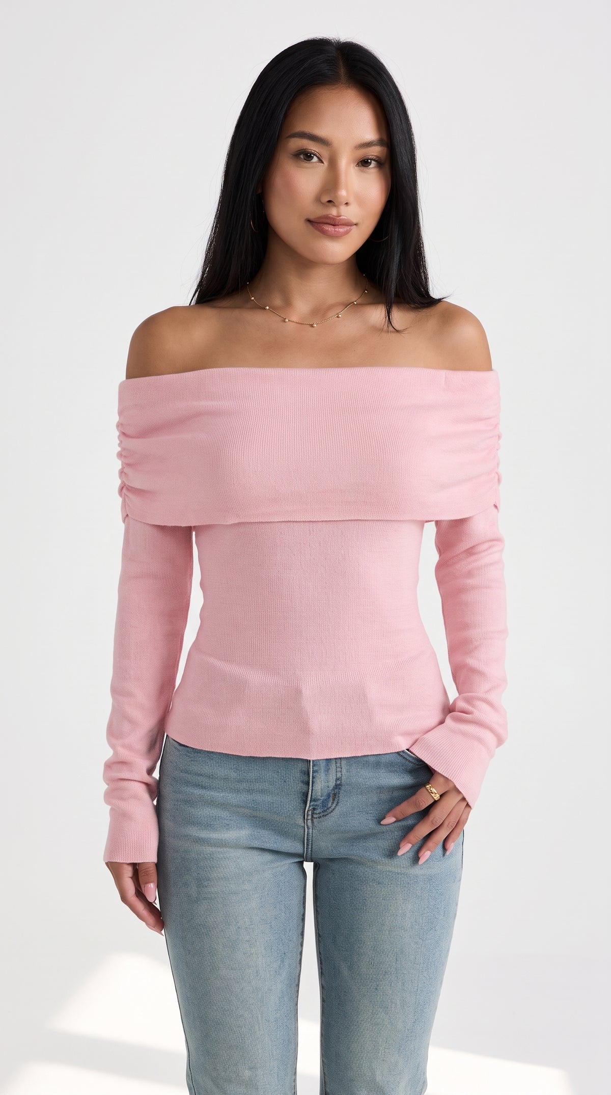 Élise Off-Shoulder Foldover Knit Top