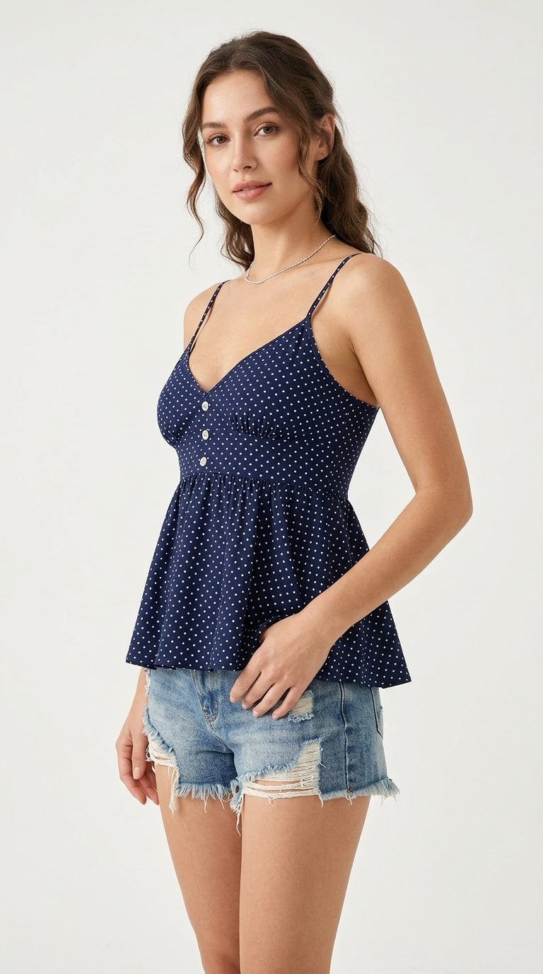 Polka Dot Peplum Cami