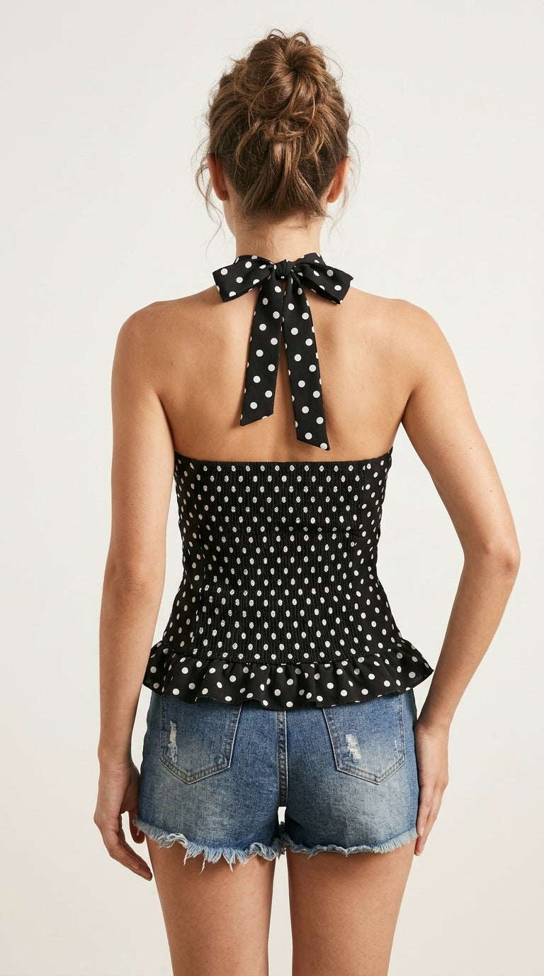 Polka Dot Halter Neck Cami