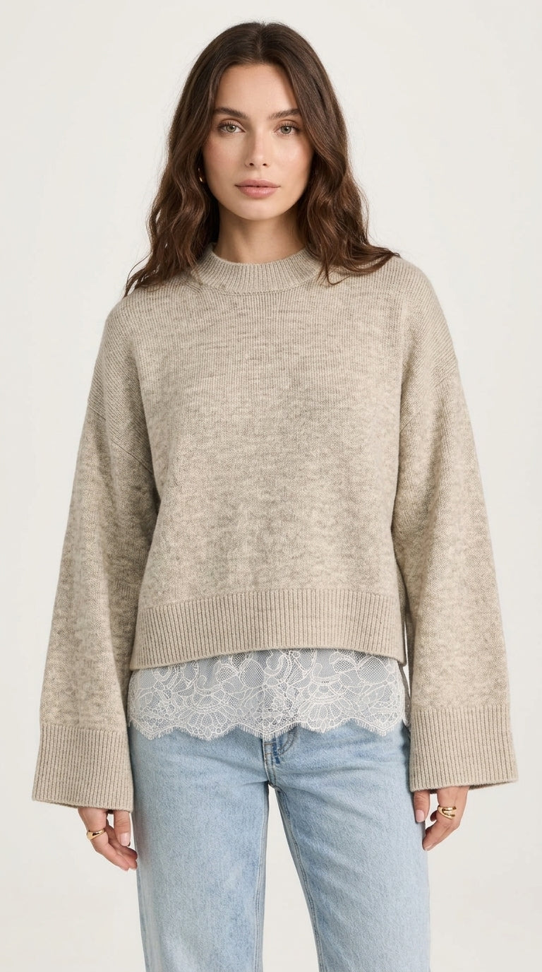 Clara Lace-Hem Layered-Look Sweater