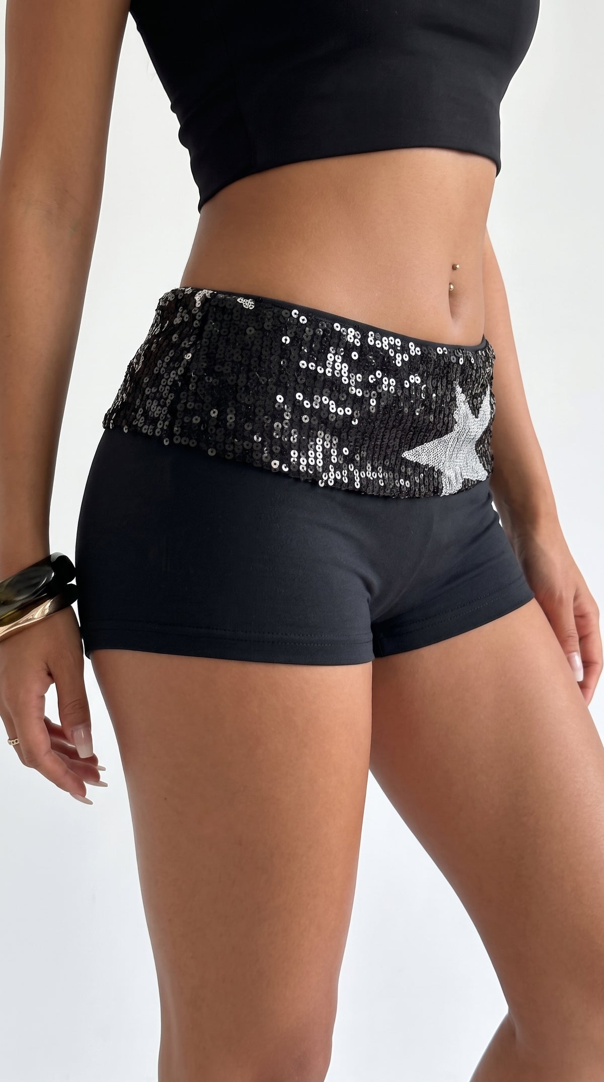 Stella Sequin Star Waistband Mini Shorts