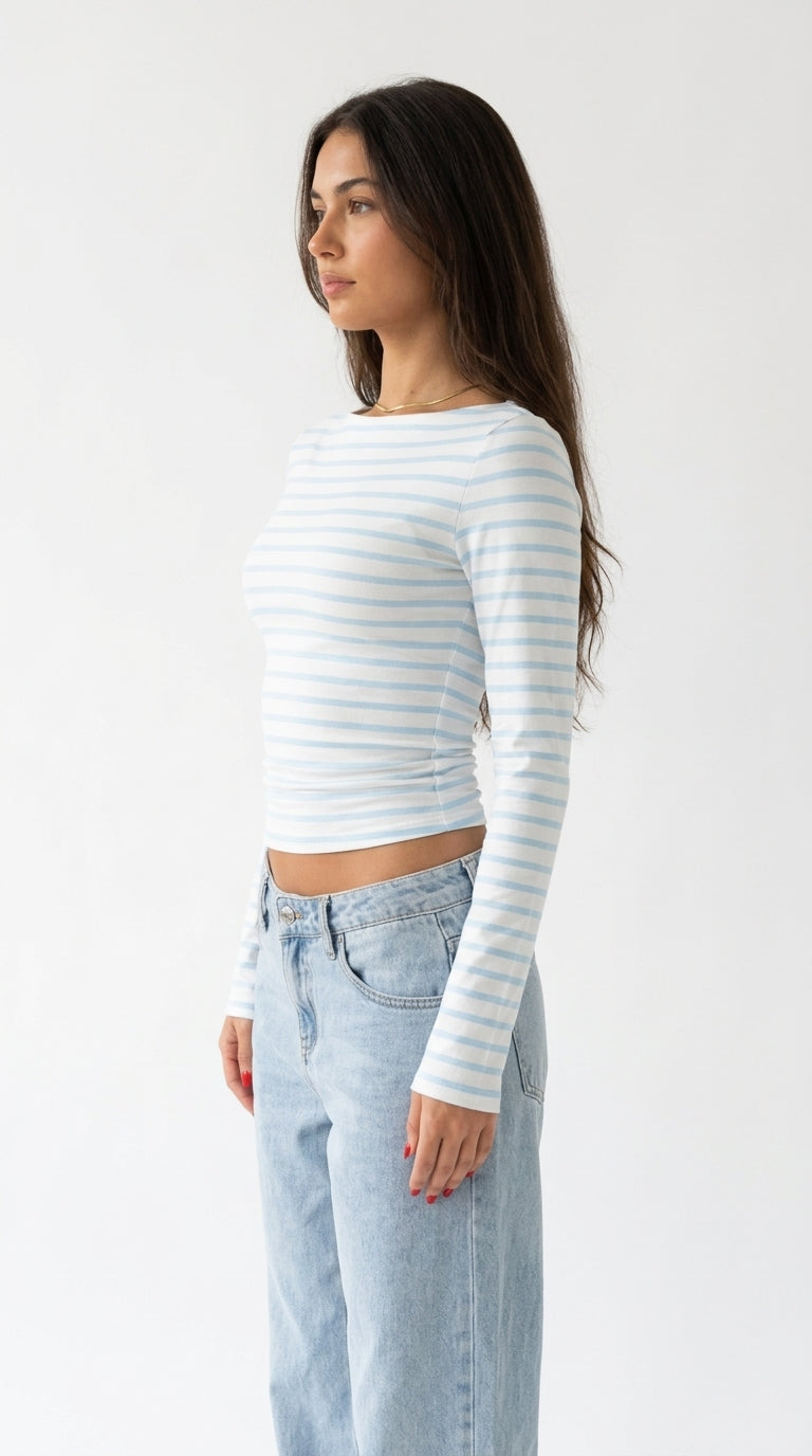Jules Striped Flare-Sleeve Top