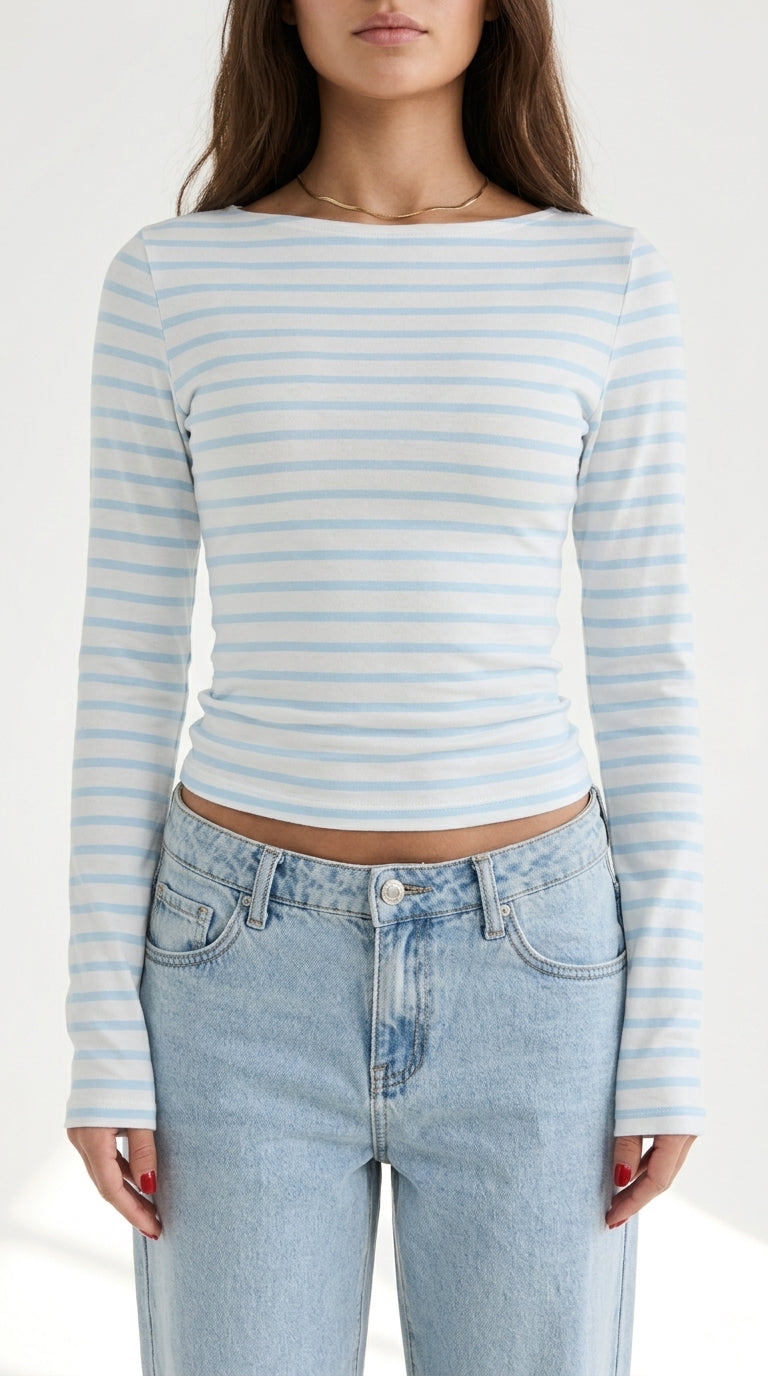 Jules Striped Flare-Sleeve Top