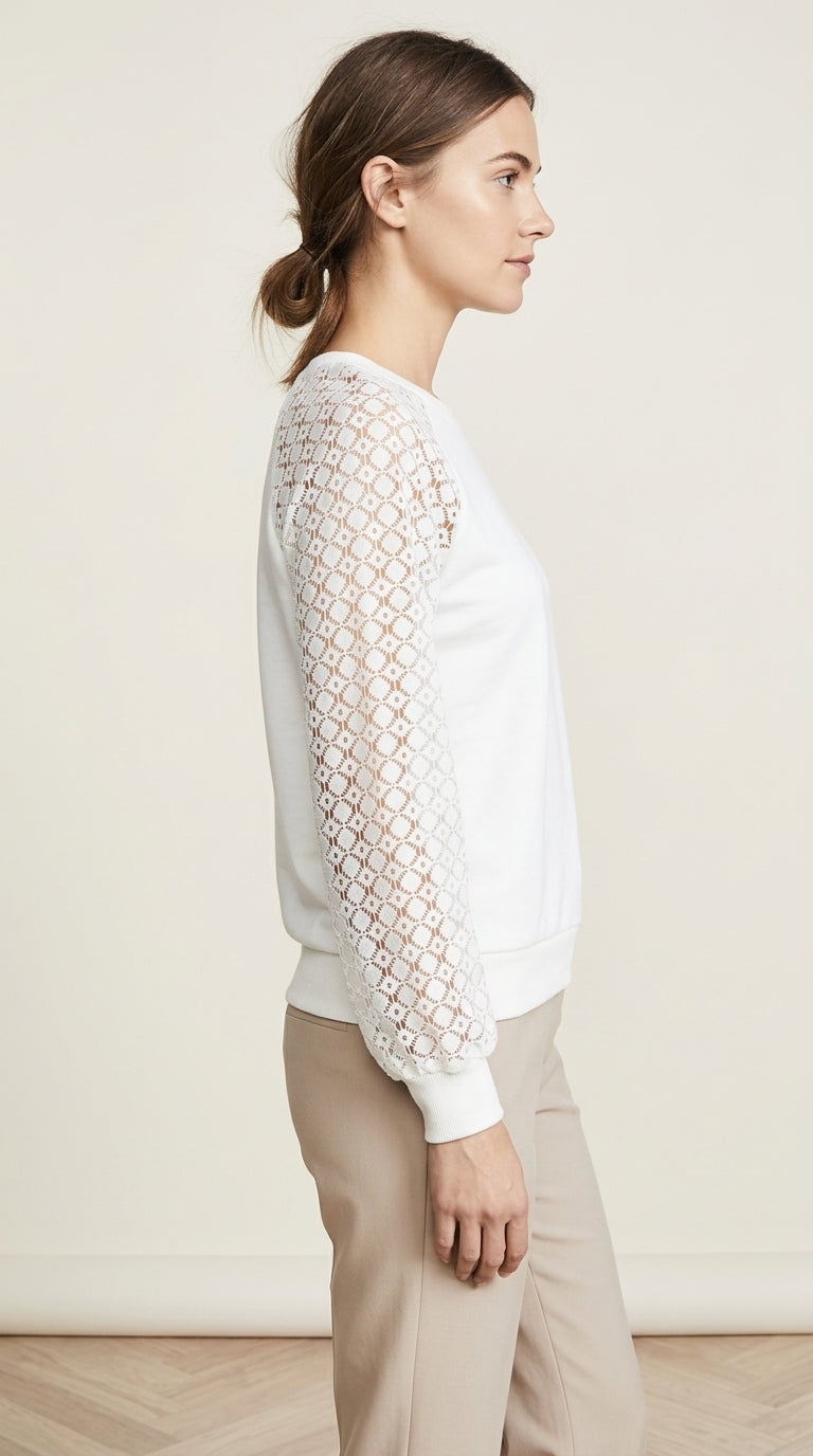 Sadie Lace-Sleeve Sweatshirt