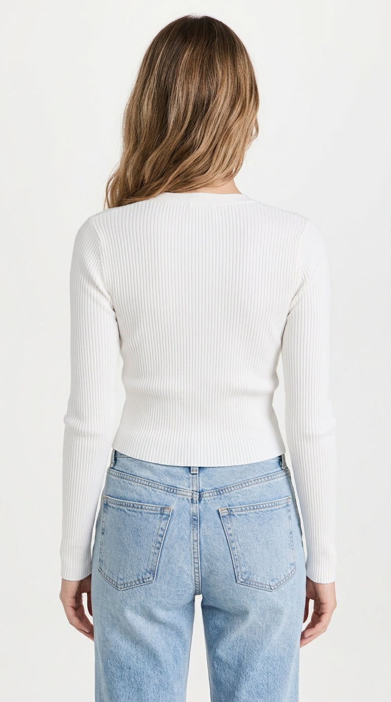 Mila Fitted Ribbed Knit Cardigan