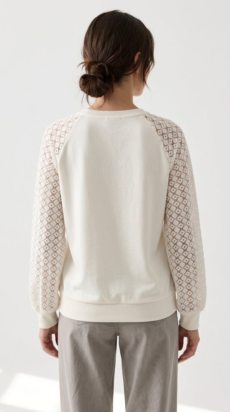 Sadie Lace-Sleeve Sweatshirt
