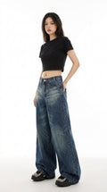 Vintage Wash Wide Leg Jeans