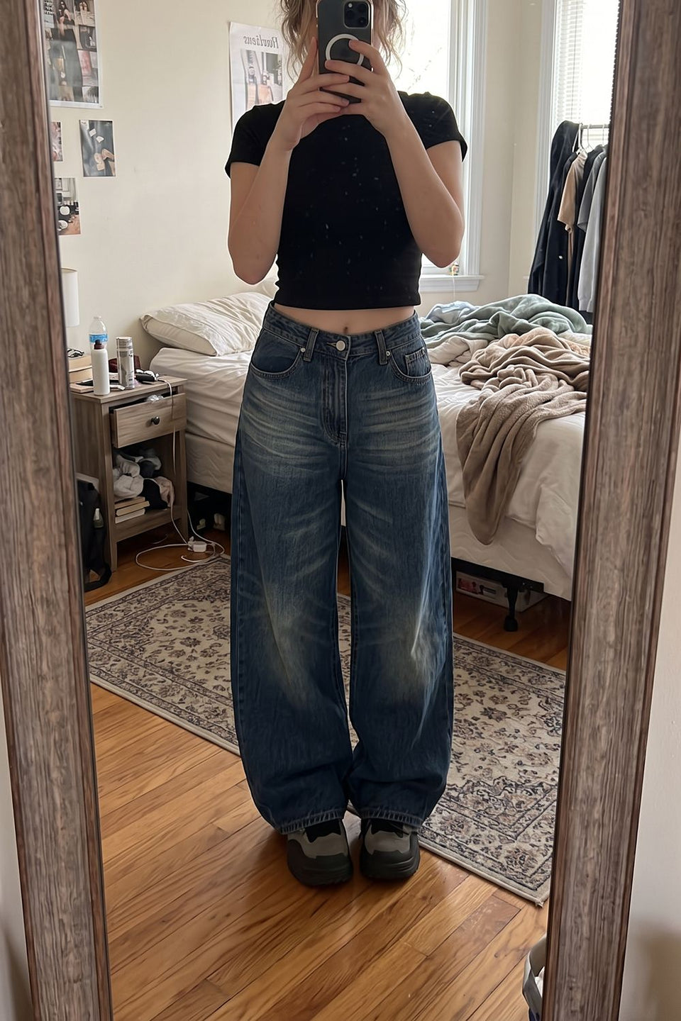 Vintage Wash Wide Leg Jeans