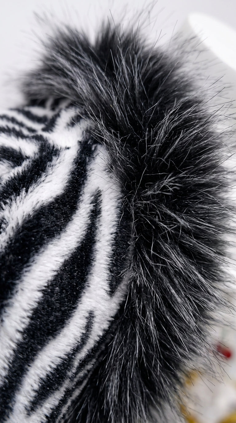 Sara Zebra Faux Fur Zip-Up Jacket