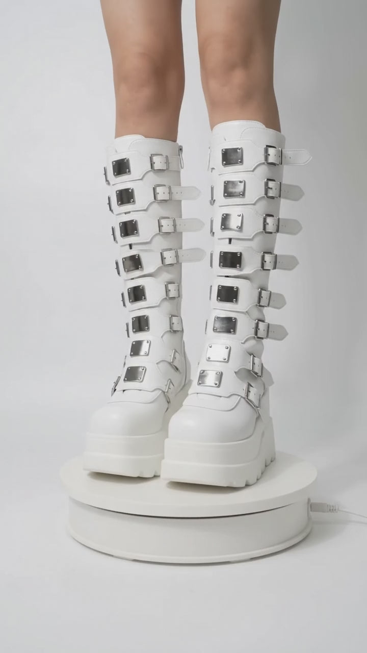 Riot Multi-Buckle Knee-High Platform Boots