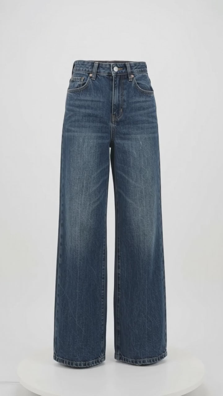 Vintage Wash Wide Leg Jeans