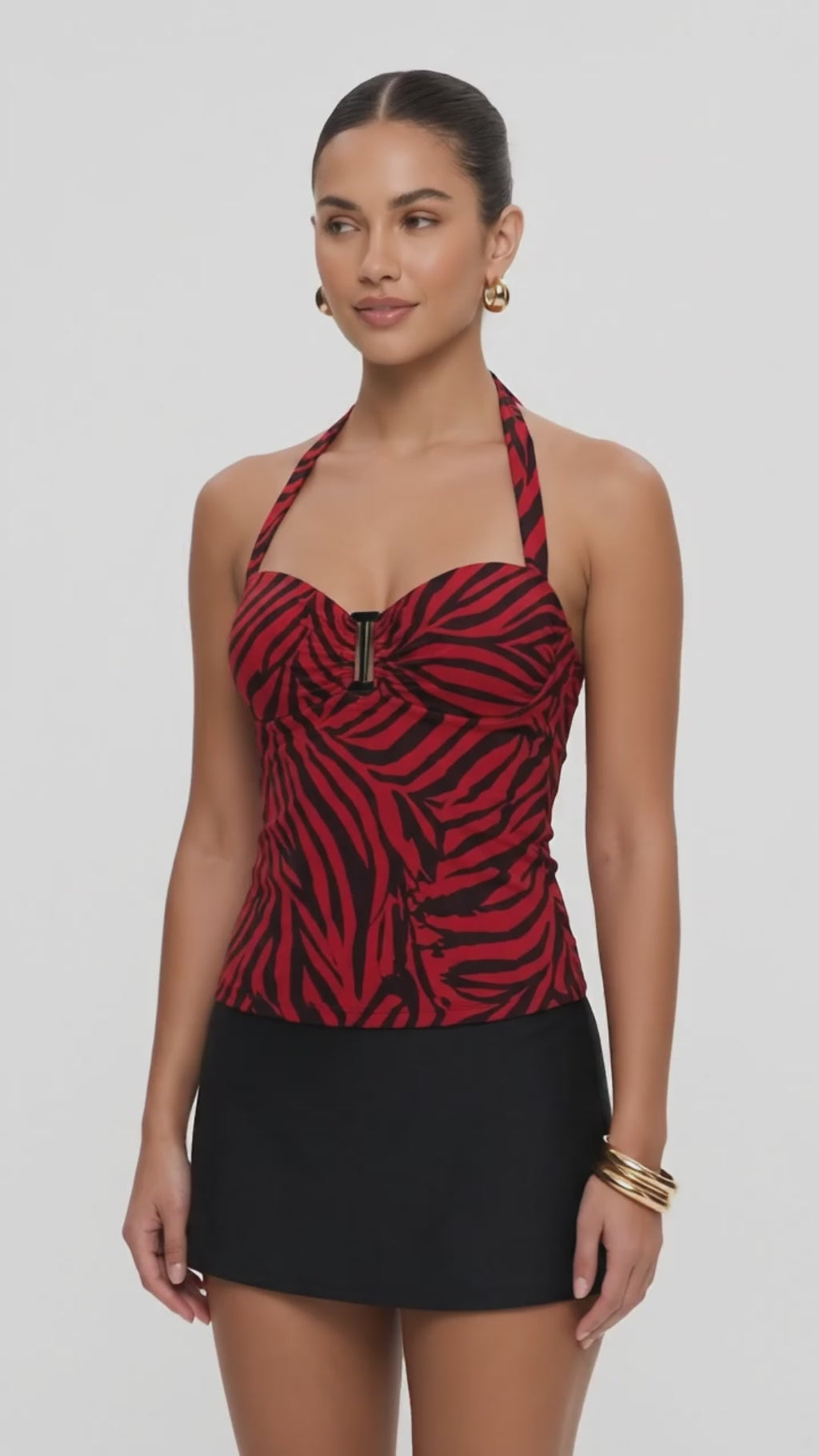 Scarlett Red & Black Zebra Print Halter Top