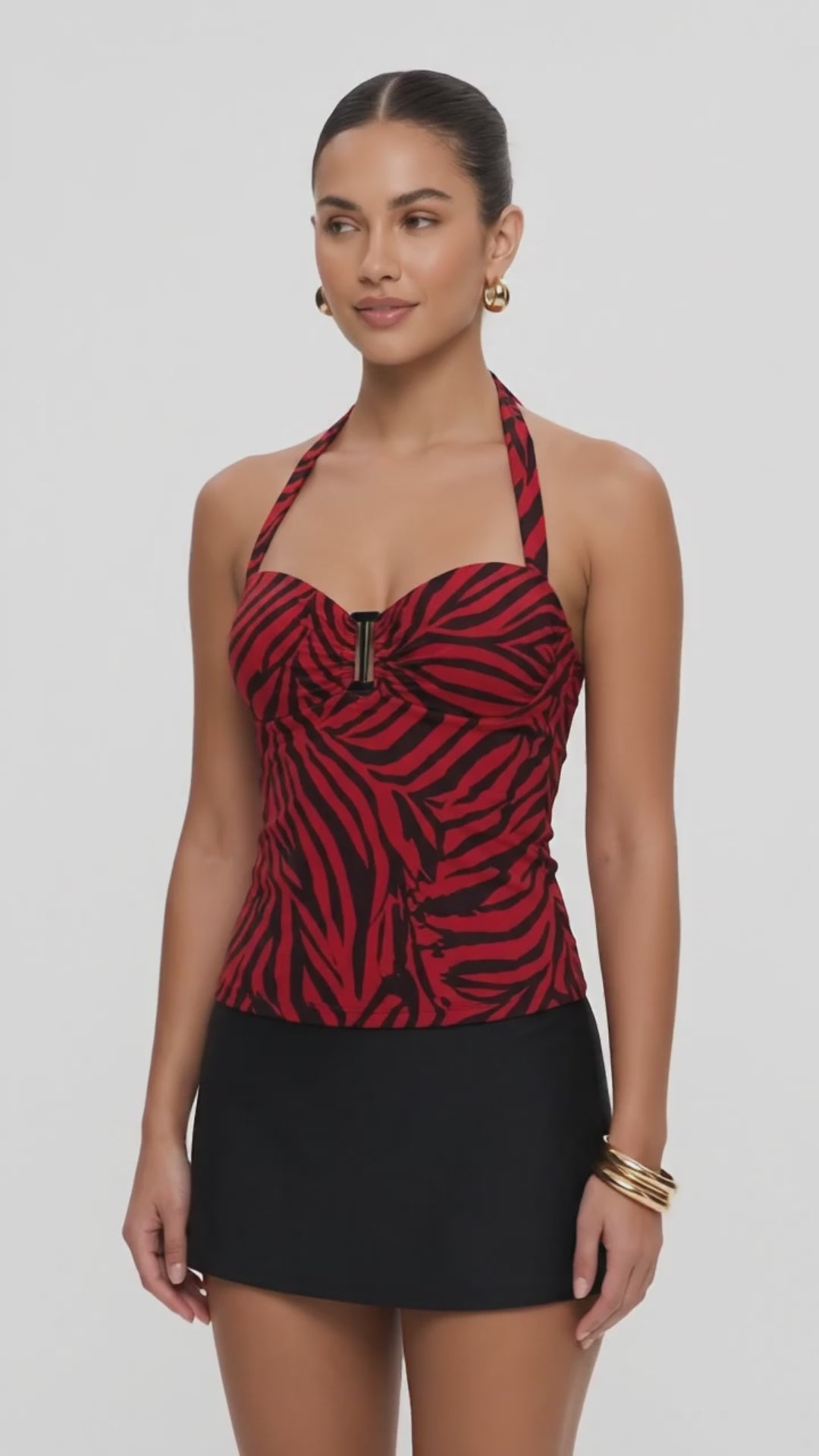 Scarlett Red & Black Zebra Print Halter Top