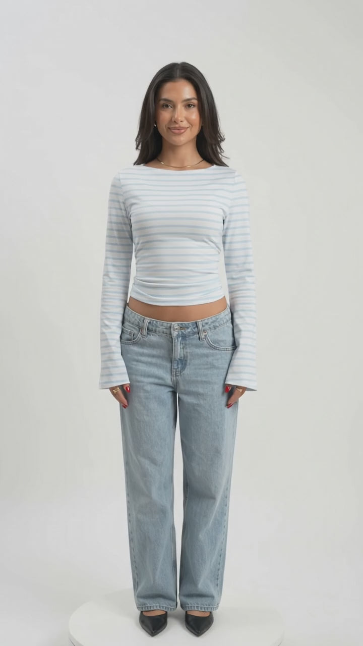 Jules Striped Flare-Sleeve Top