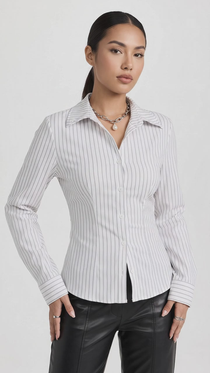 Sloane Striped Button-Up Shirt