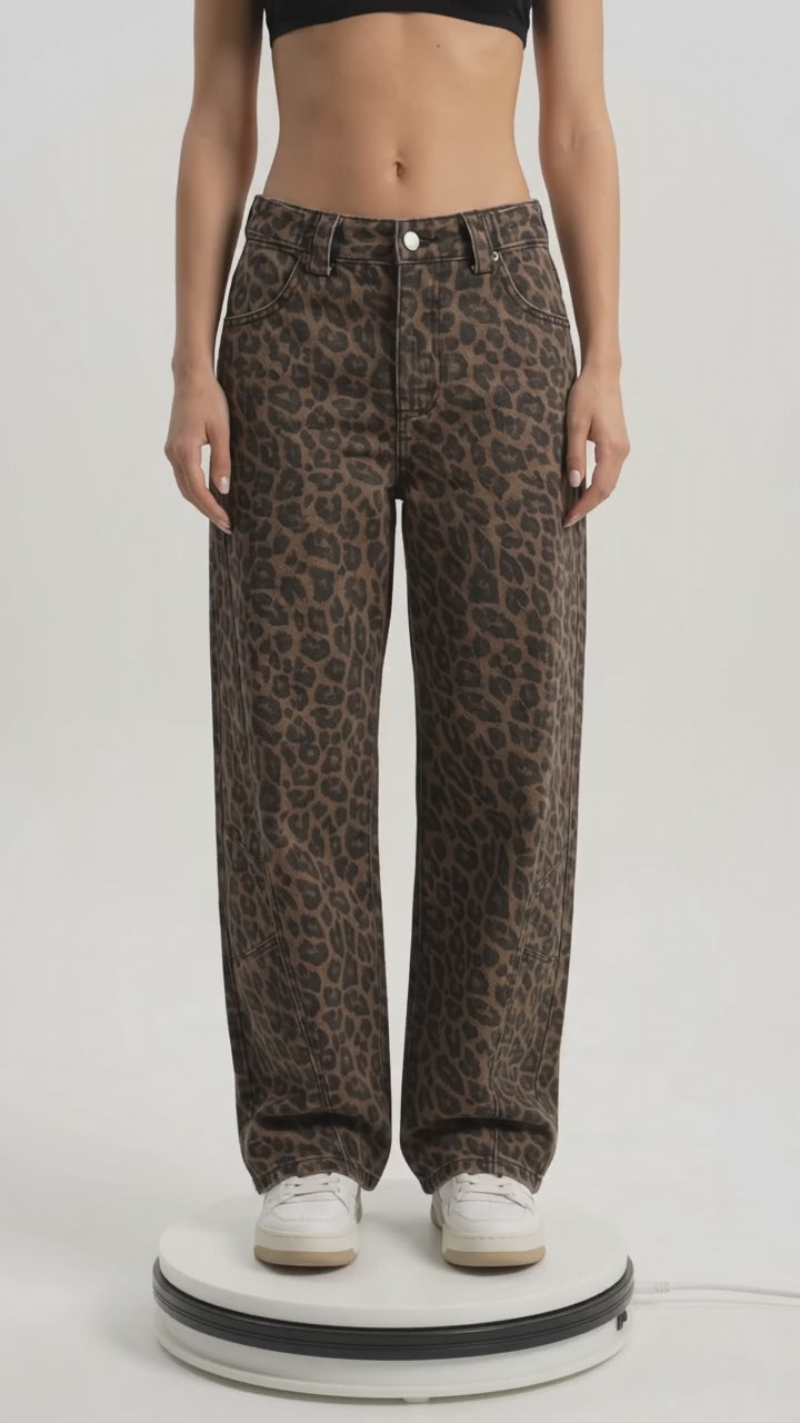 Wild Side High-Waisted Leopard Jeans